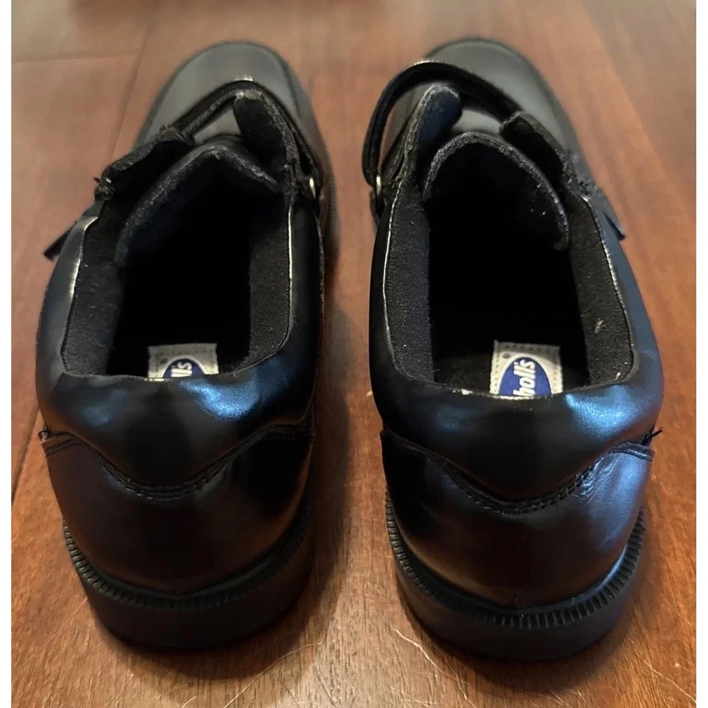 Dr Scholls 478-1C Mens 10 D Black Leather Hook Loop Comfort Walking Shoes
